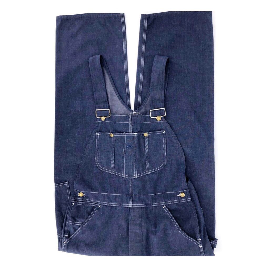 70s dark denim overalls Sears 1970s vintage - Picture 1 of 4
